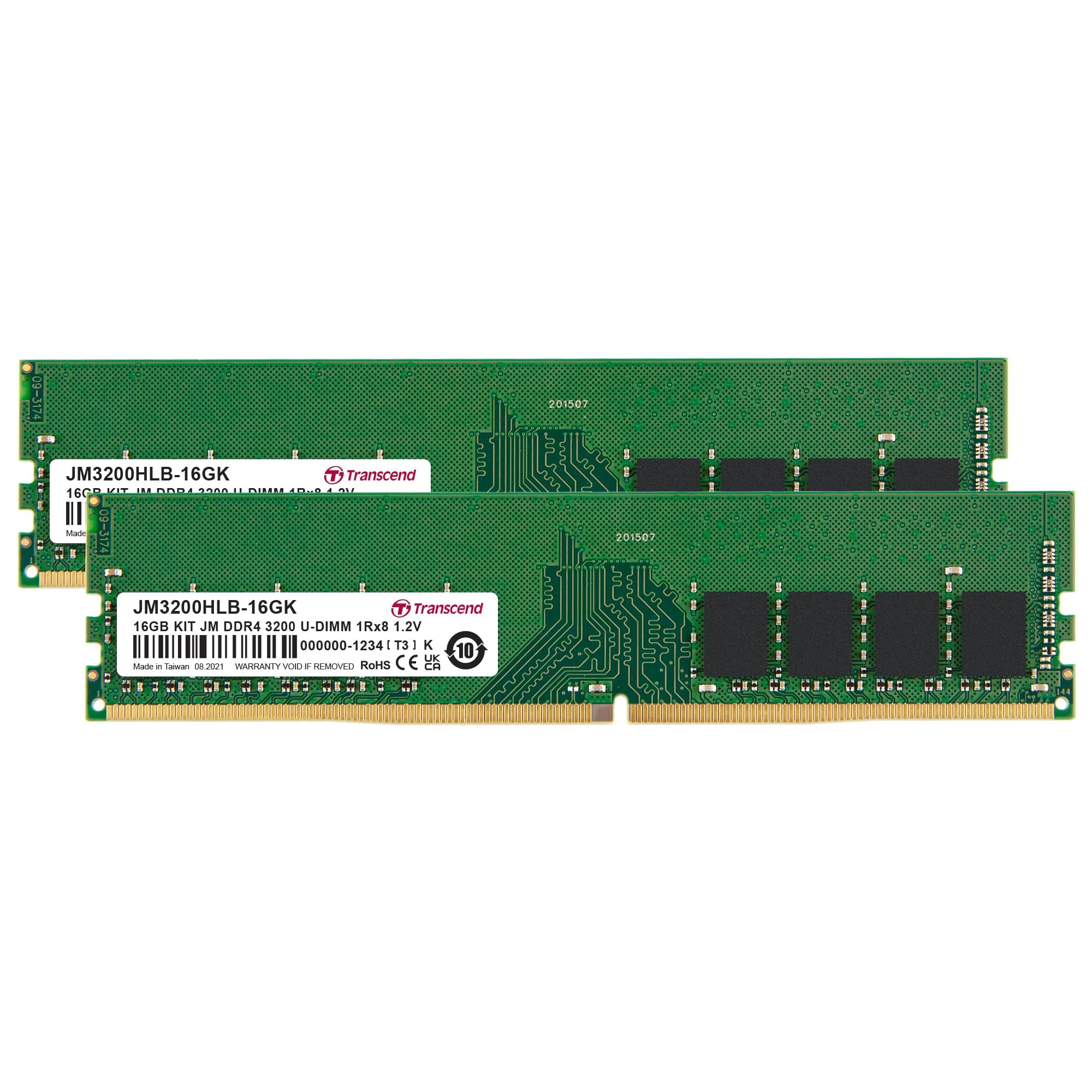 Transcend JM3200HLB-16GK - 16 GB 3200 MHz Desktop (U-DIMM) DDR4