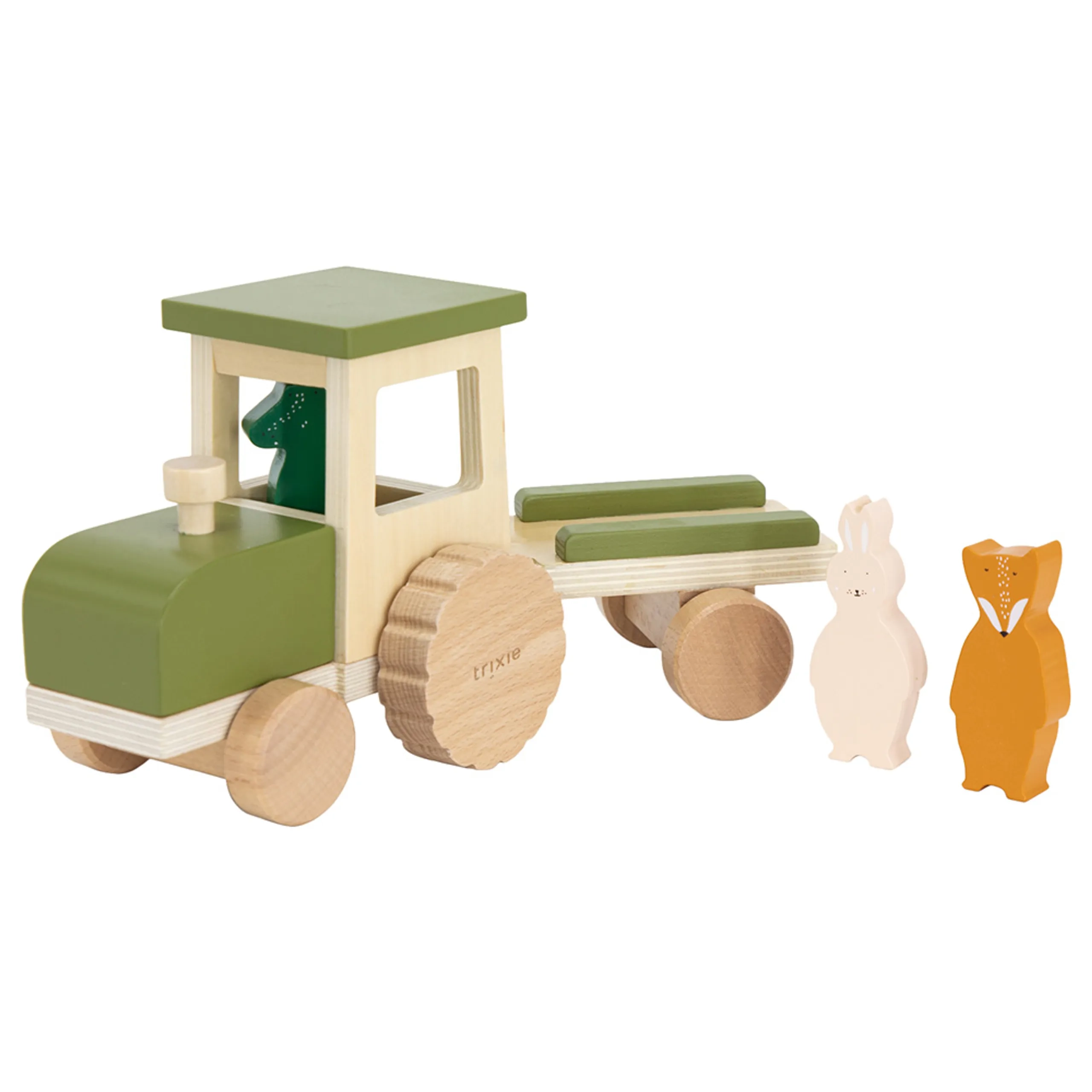 TRIXIE Wooden Tractor With Trailer - 18 months+