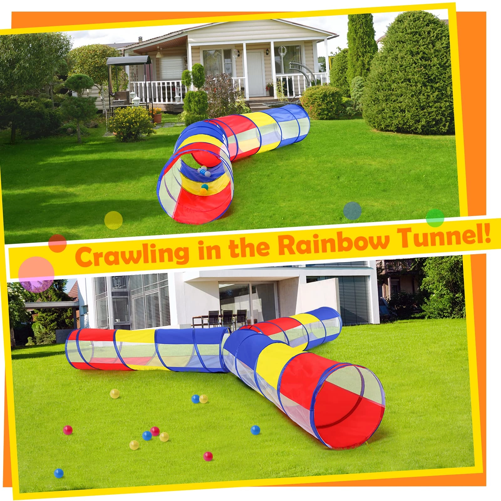 Kids Play Tunnel - Colorful Pop Up Rainbow