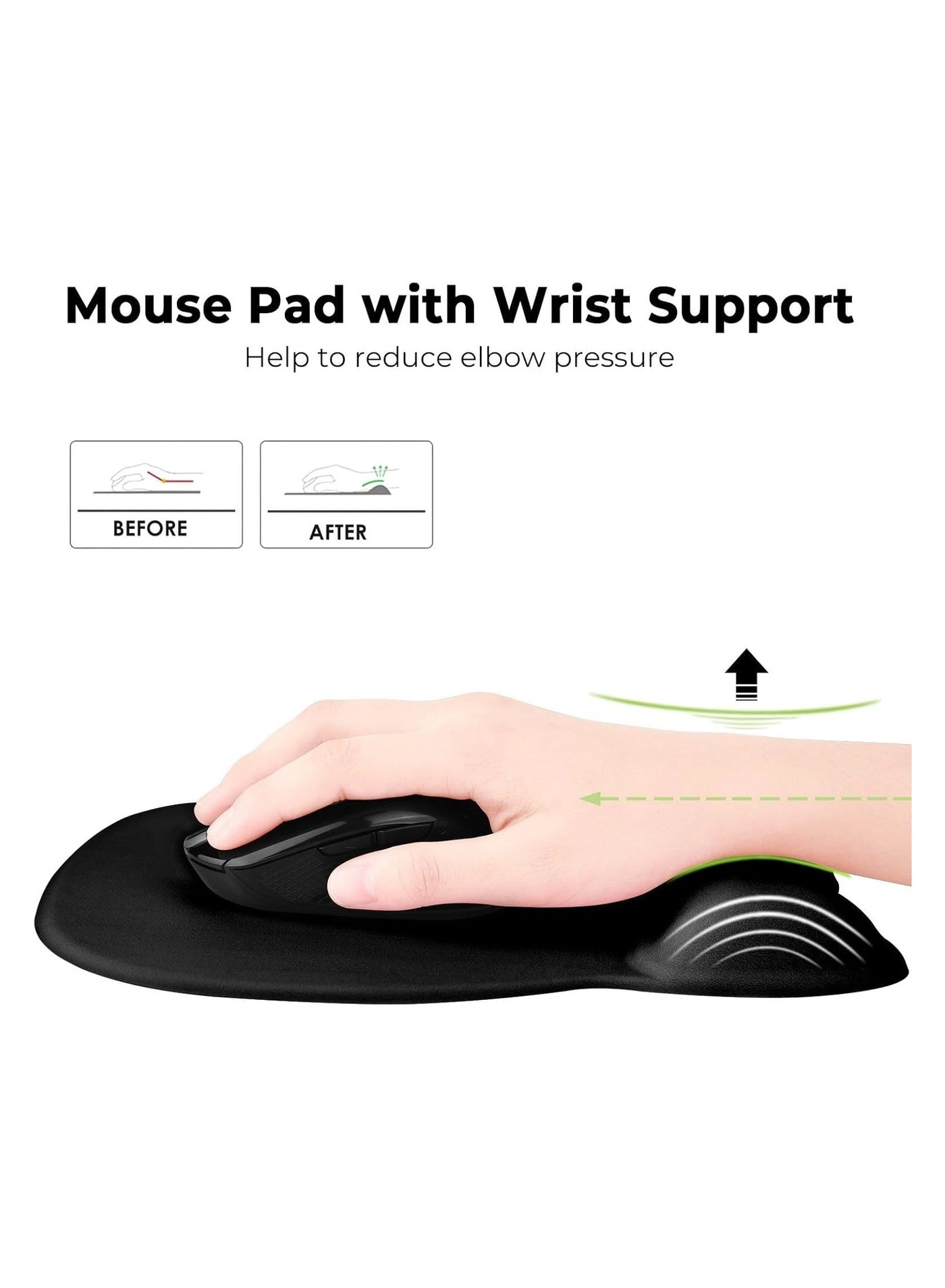 Lycra Ergonomic Mouse Pad - 23.8x20.57 cm
