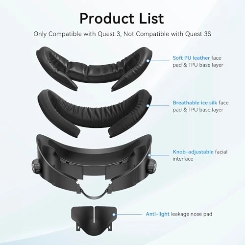 FC1 Face Pad - Compatible with Meta Quest 3 PU Leather Ice Silk