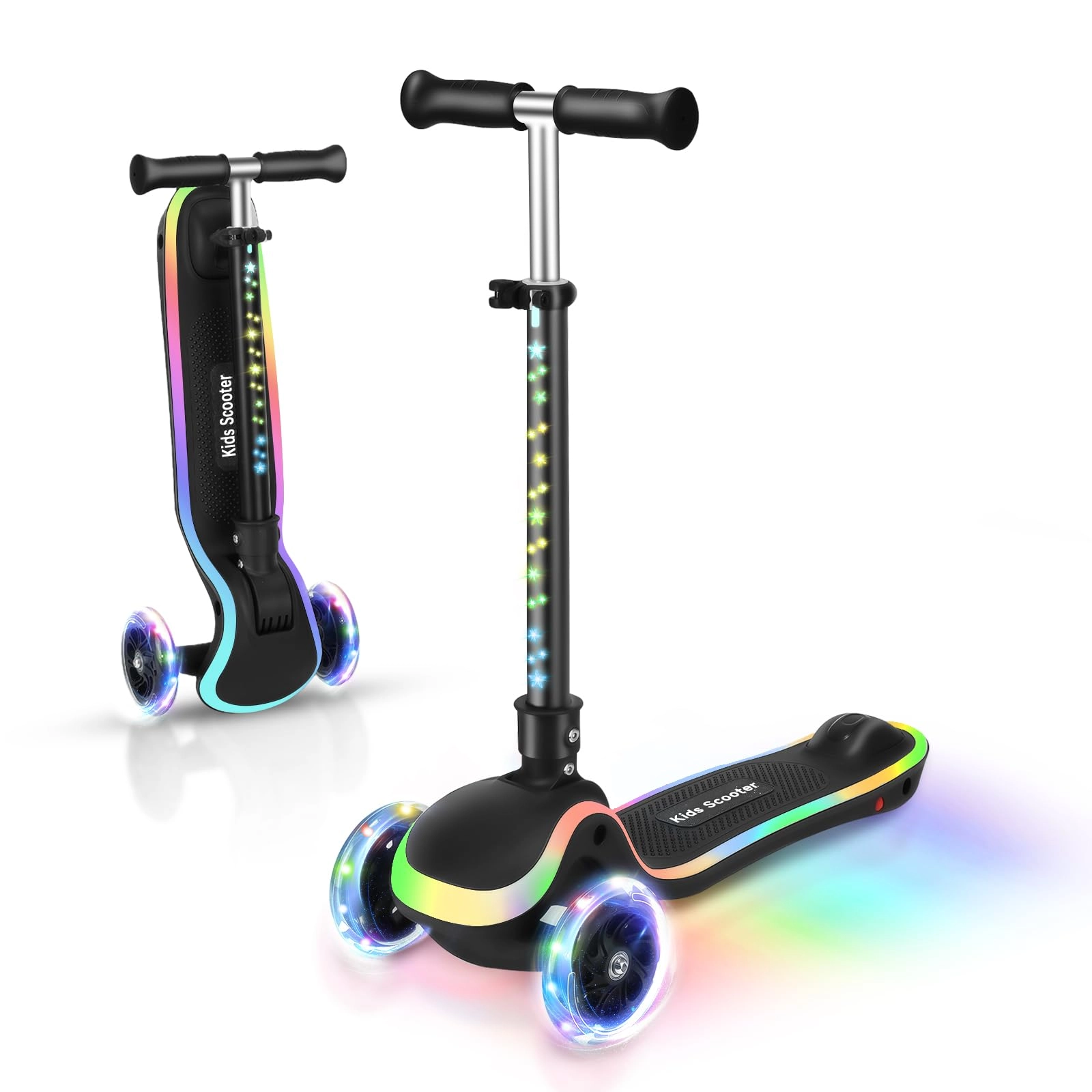 Aodi X2 2 in 1 3-Wheel Kick Scooter – LED Foldable + Seat