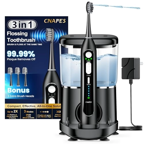 Electric Toothbrush with Water Flosser Combo - 3 Modes 5 Speeds Black
