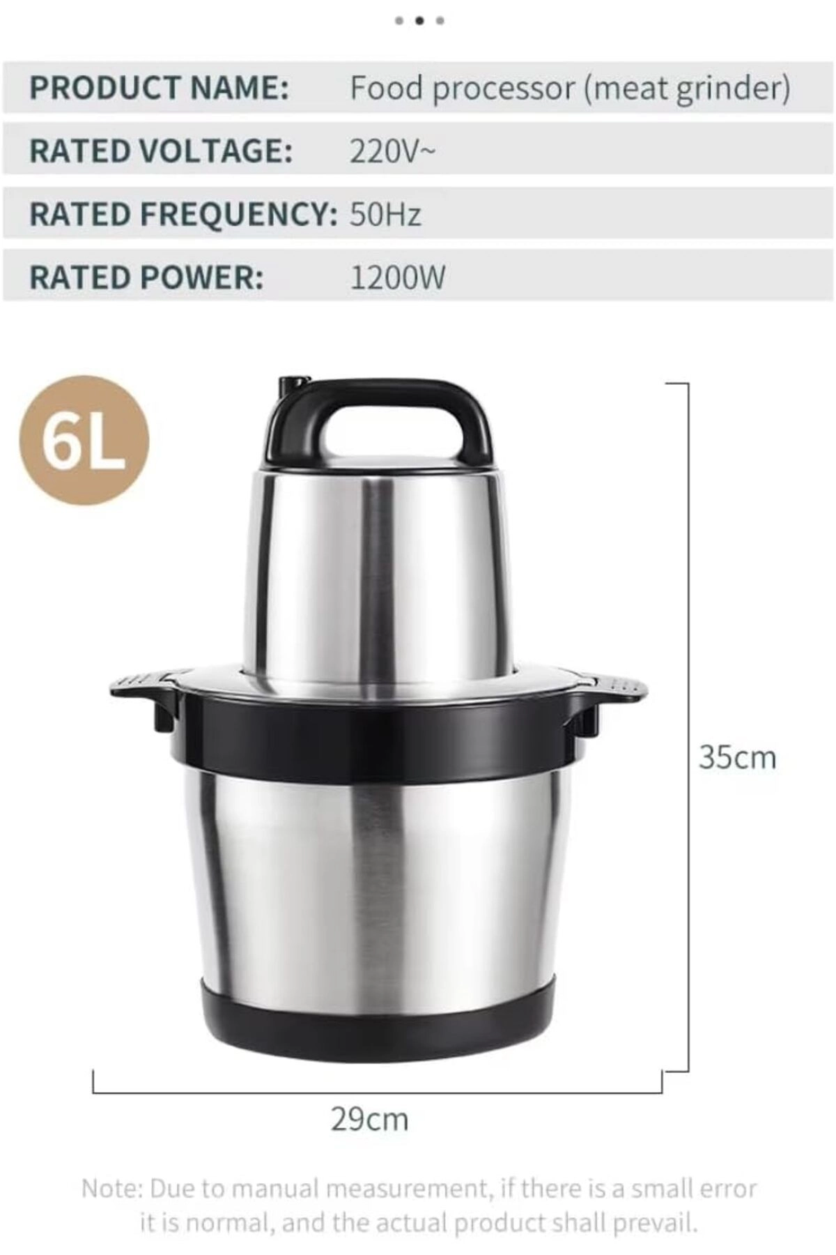 Meat Grinder - 6L Stainless Steel