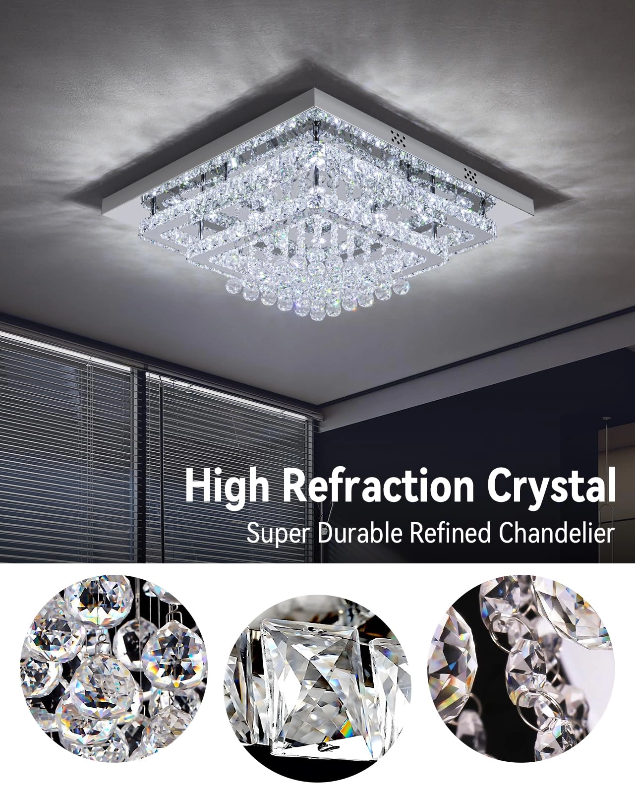 Crystal Ceiling Light - 3000k-6000k Dimmable