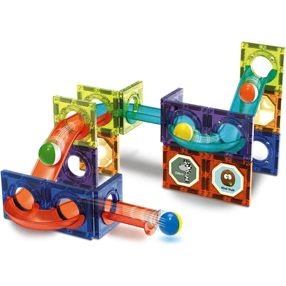 Little Learners Magnetic Block and Marble Run Set - 40pcs