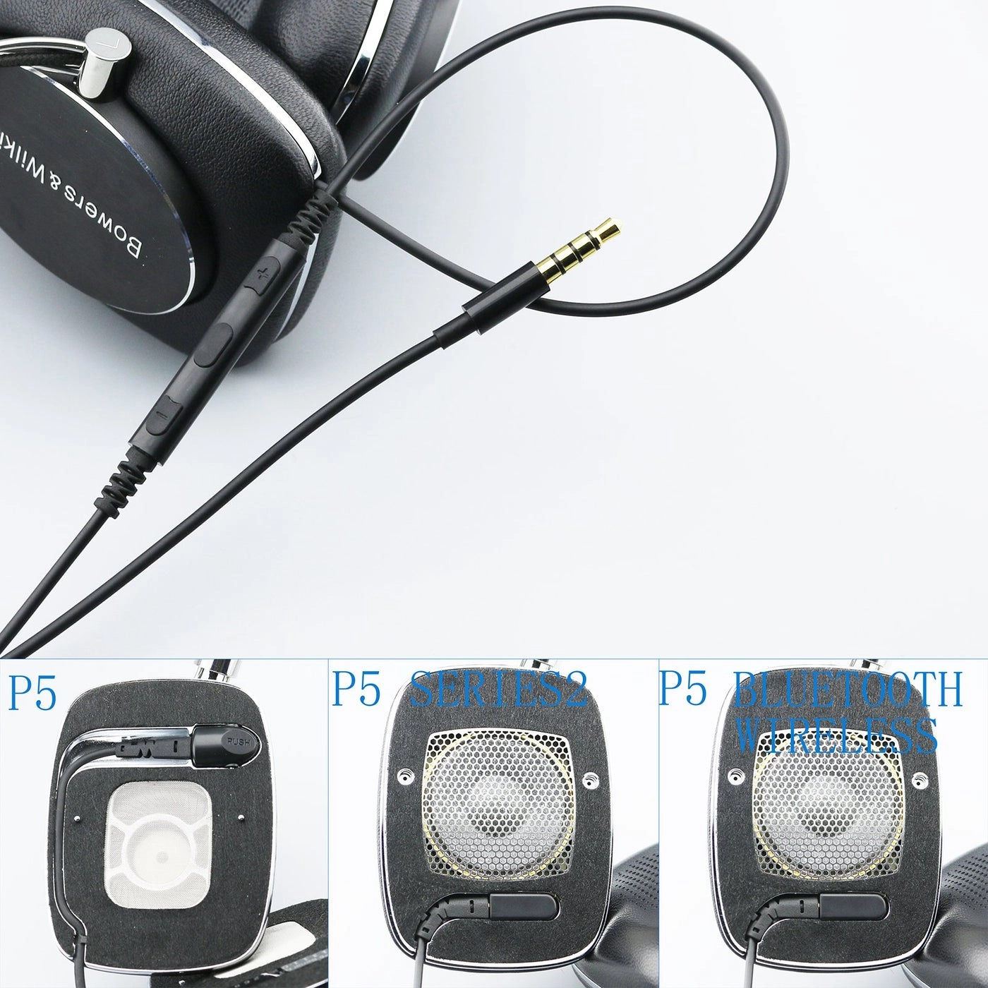 Replacement Cable for Bowers & Wilkins P5 S2 - Remote Volume Control Mic for iPhone iPod iPad iOS