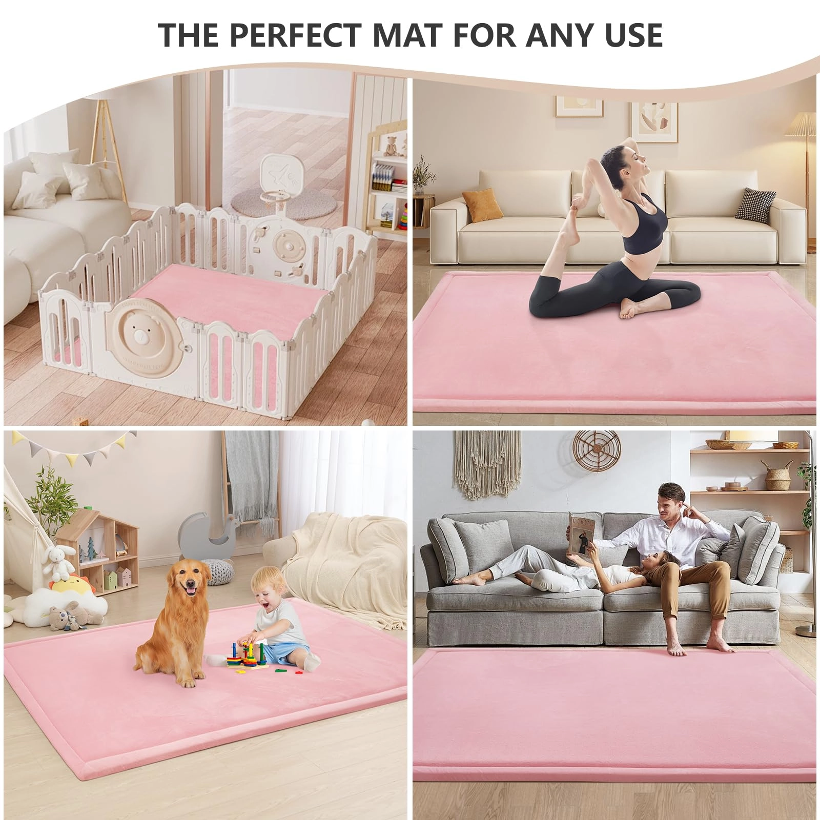 Baby Play Mat - 59"×71" 1.3" Thick Light Grey