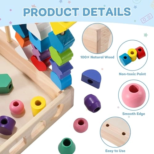Wooden Beads Sequencing Toy Set - 2 - 12 months 21 piece(s)