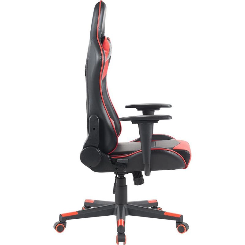 Ergonomic Highback Gaming Chair - Black/Red PU Leather Adjustable Height