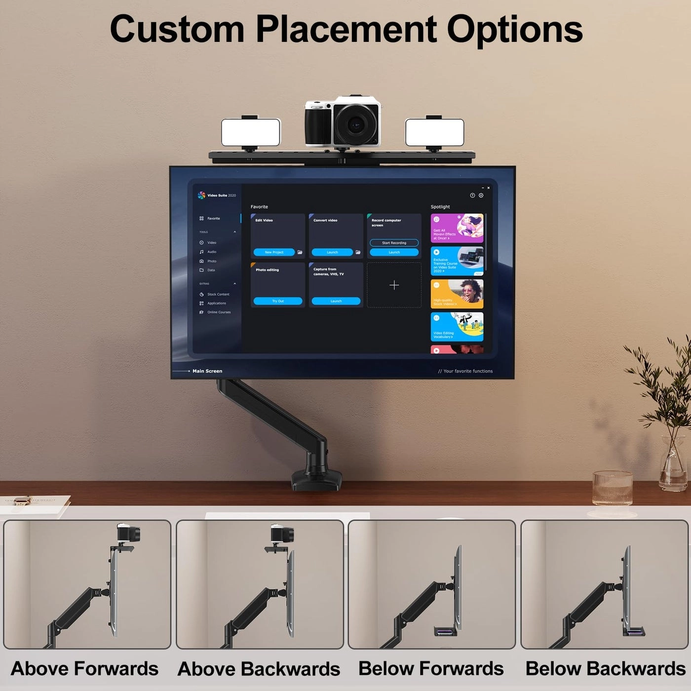 Long Arm Monitor Wall Mount - Single 32 inch 100x100