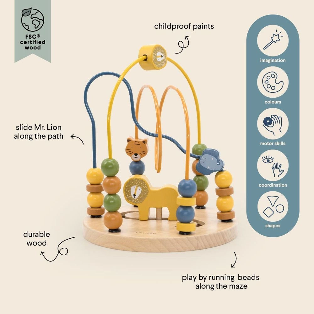 Wooden Animal Beads Maze - Suitable for 12 months and above