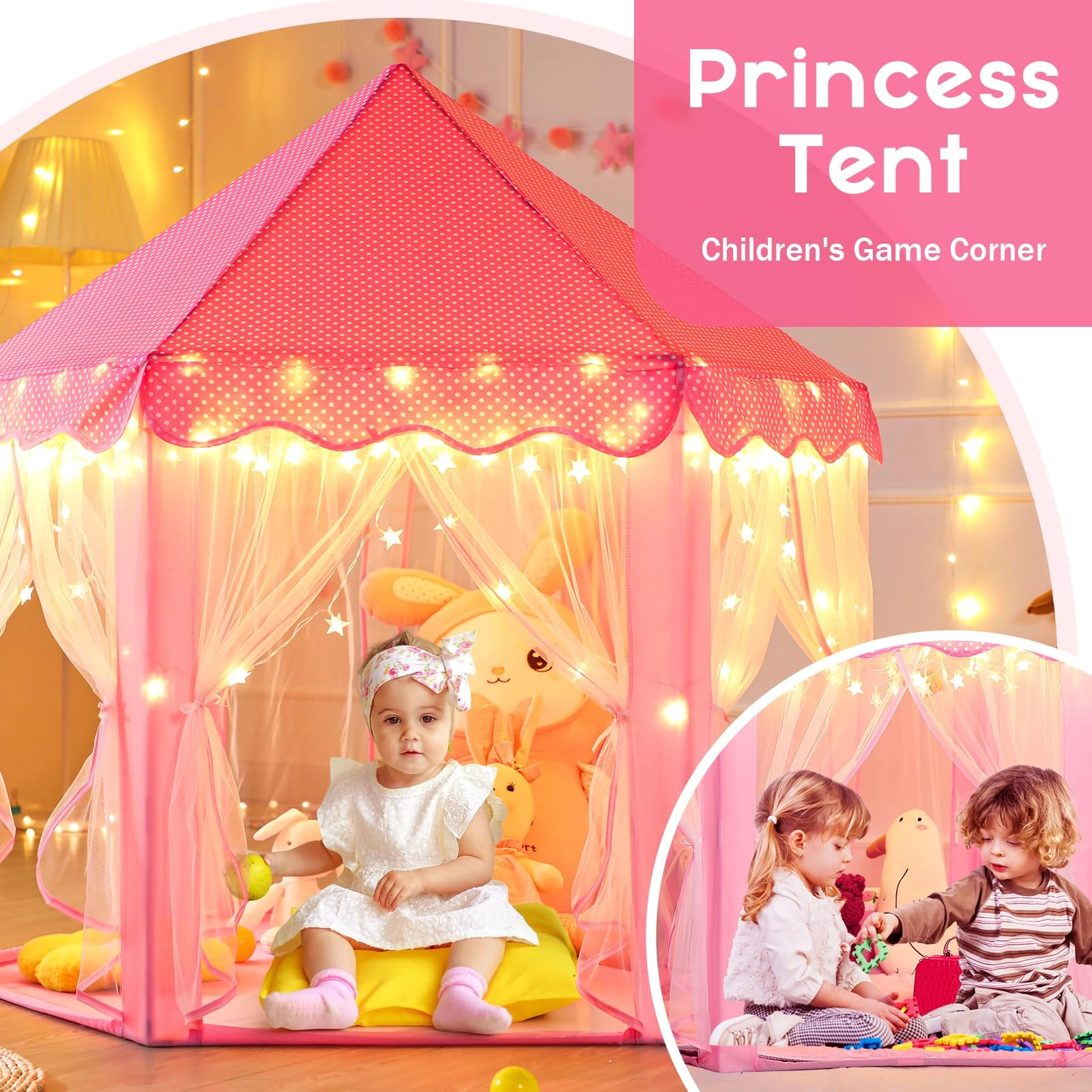 Princess Tent - 55 x 53 inches Pink