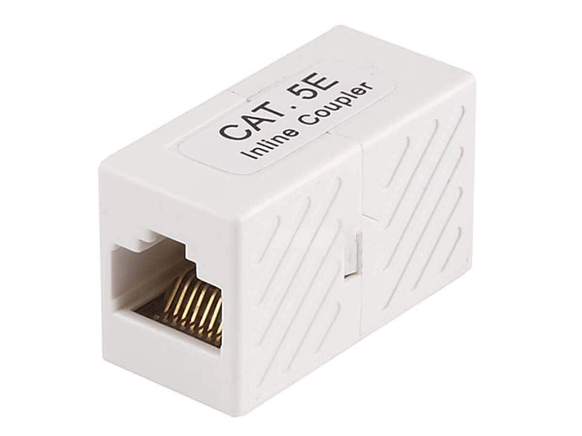 Monoprice Cat5e RJ45 Modular Inline Coupler - Straight Type White