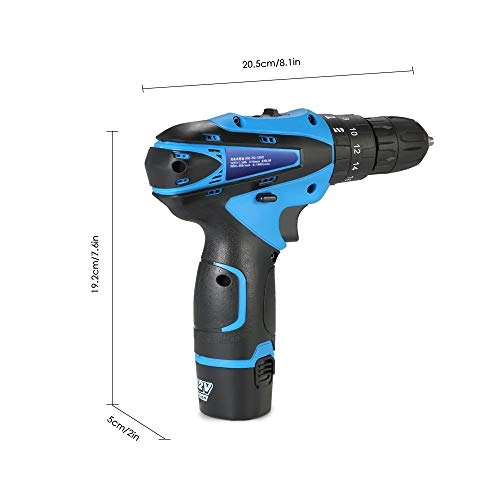 Cordless Drill Driver - Portable Screwdriver Lithium Ion Batteries Variable Speed