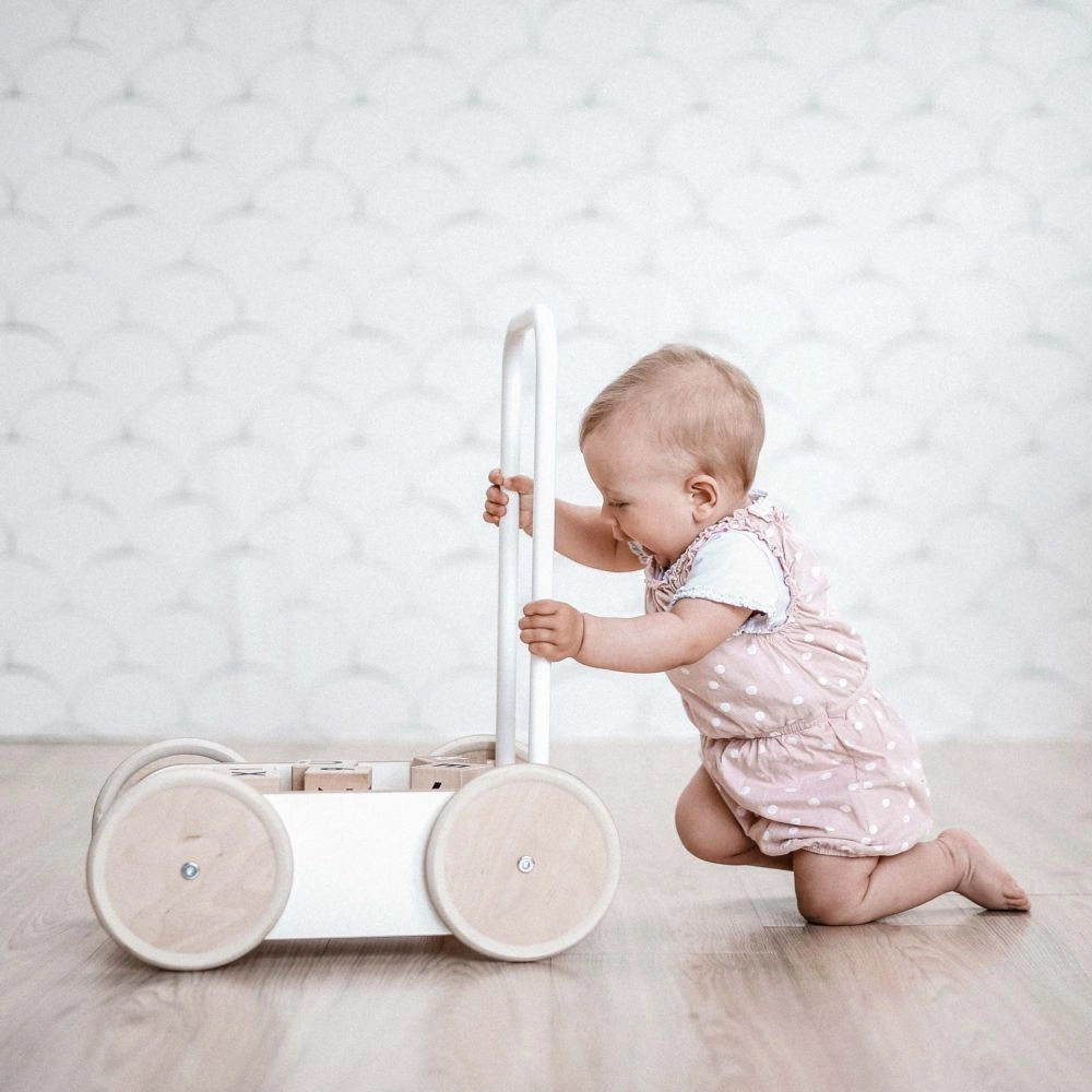 Wooden Baby Walker - White 53 x 30 x 42 cm