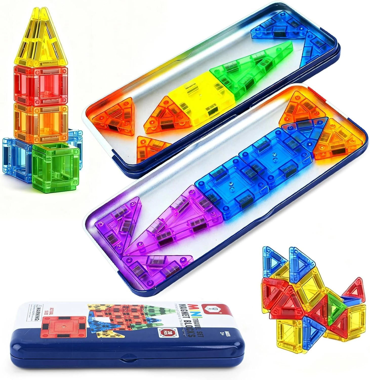 Oasisgalore Mini Magnetic Tiles - 30 pcs