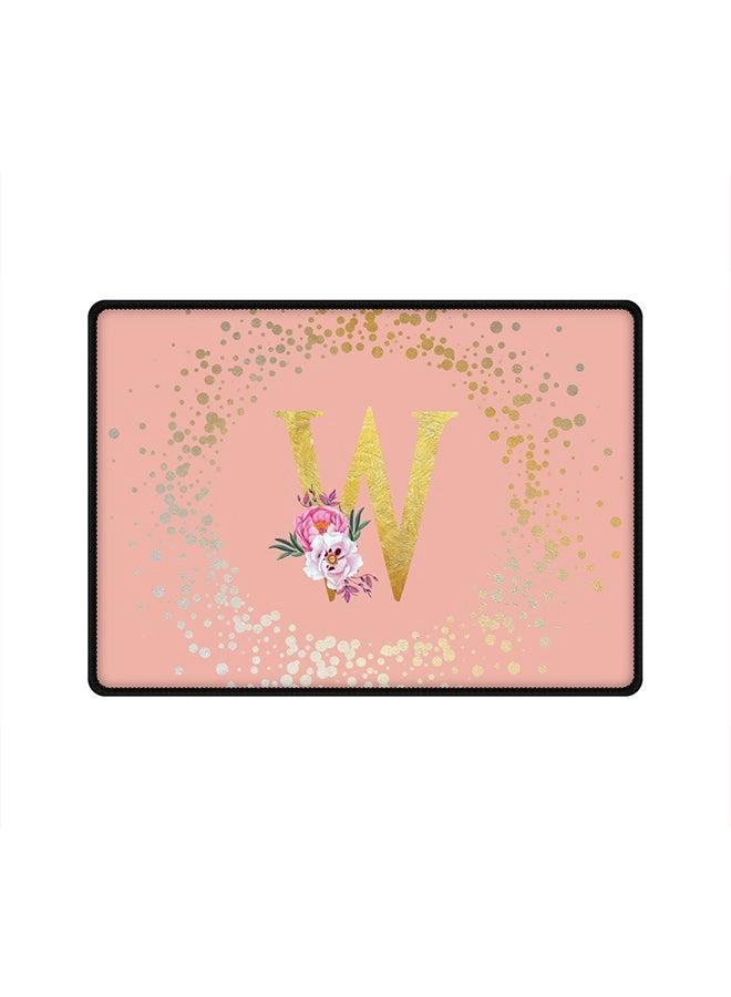 Custom Monogram Initial Letter Floral Pattern Cloth Gaming Mouse Pad - 35x25 cm