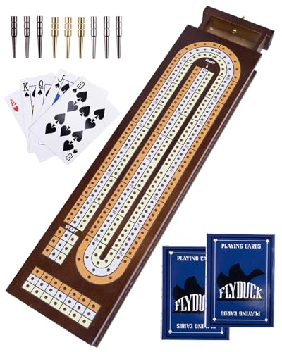 Cribbage Board - 3 Track Solid Wood 2 Decks