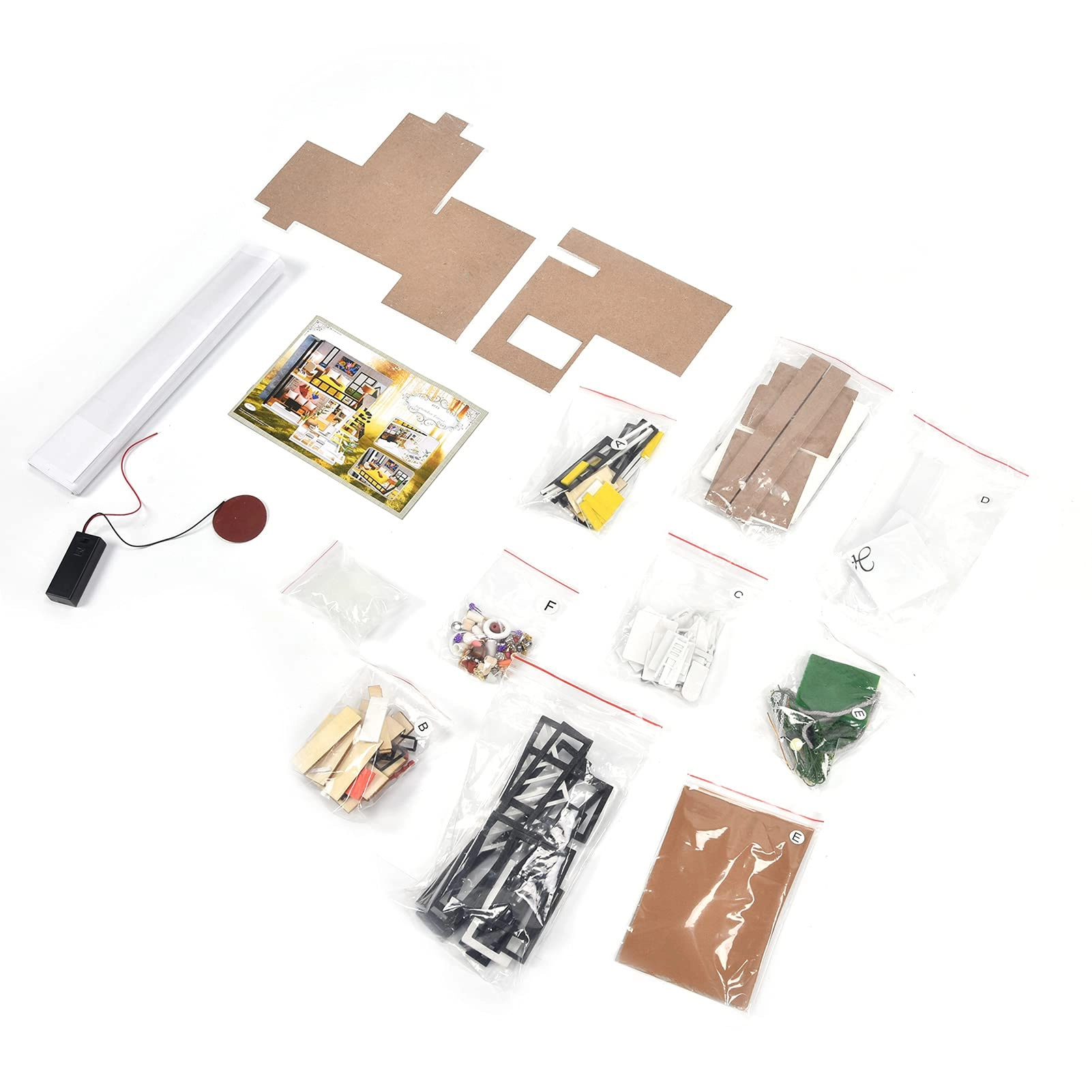 OKUHYU Miniature Dollhouse - Composite Wood 27.5 x 23.3 x 18.5cm