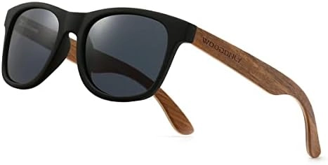MZA STORES Retro Wood Polarized Sunglasses - 55mm