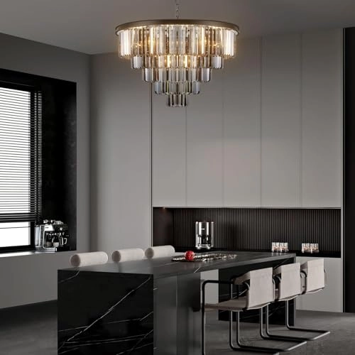 16 Lights Large Crystal Chandeliers - 3 Colors Temperature Adjustable