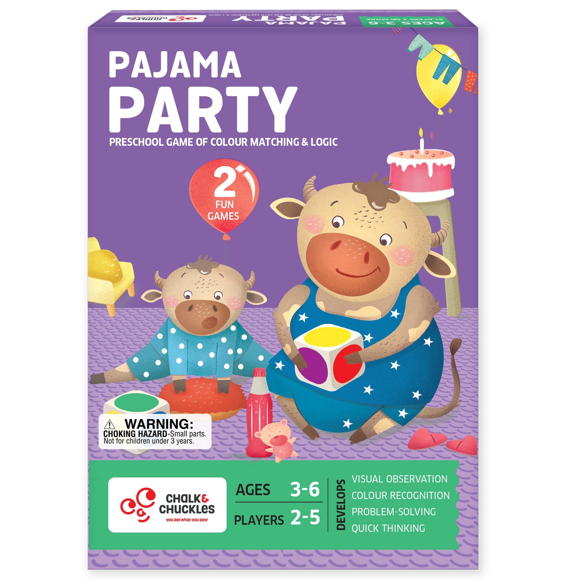 CHALK AND CHUCKLES Pajama Party Preschool Color Matching Game - 3 to 6 Years
