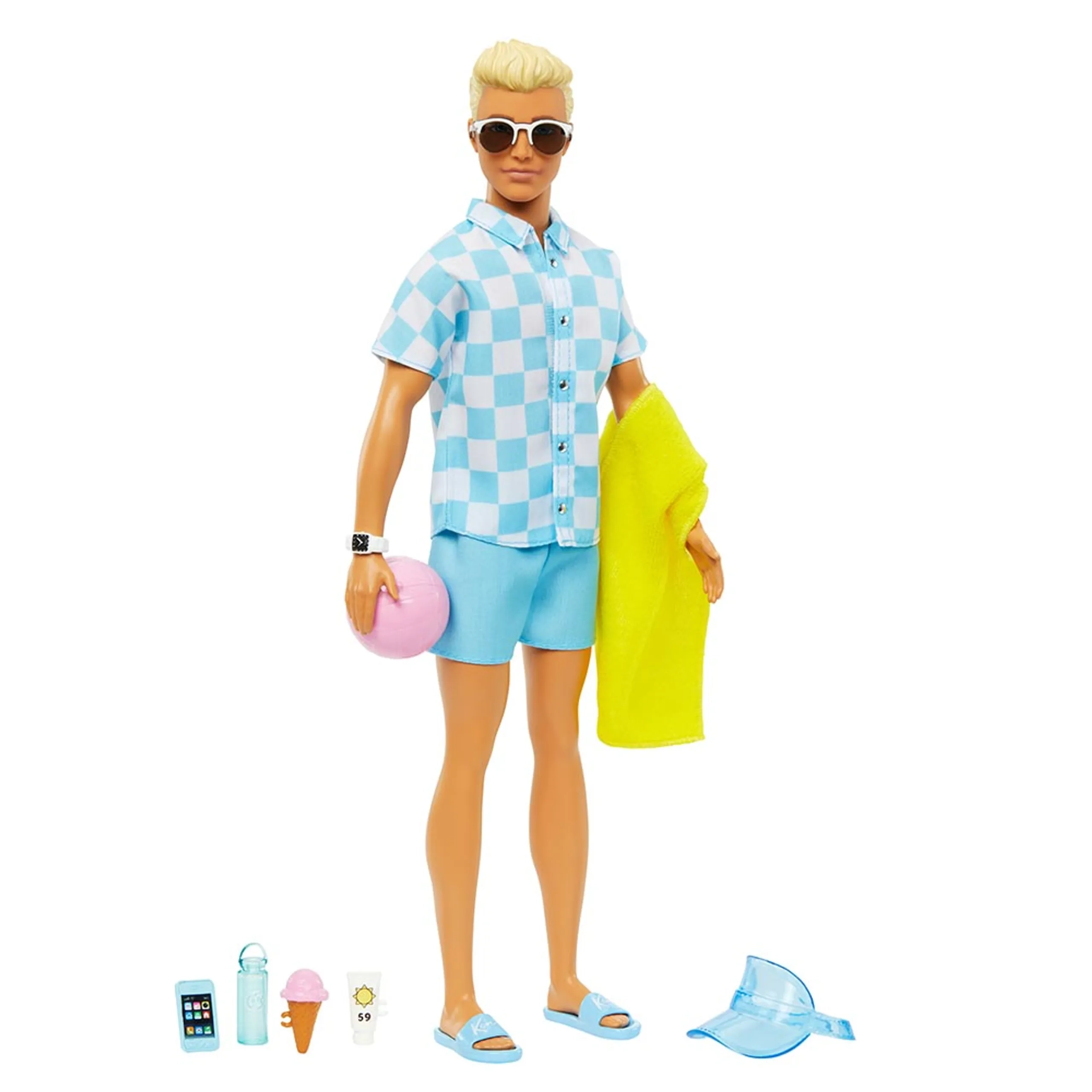 Ken Doll - Male Blonde Blue Button Down And Swim Trunks Ages 3+