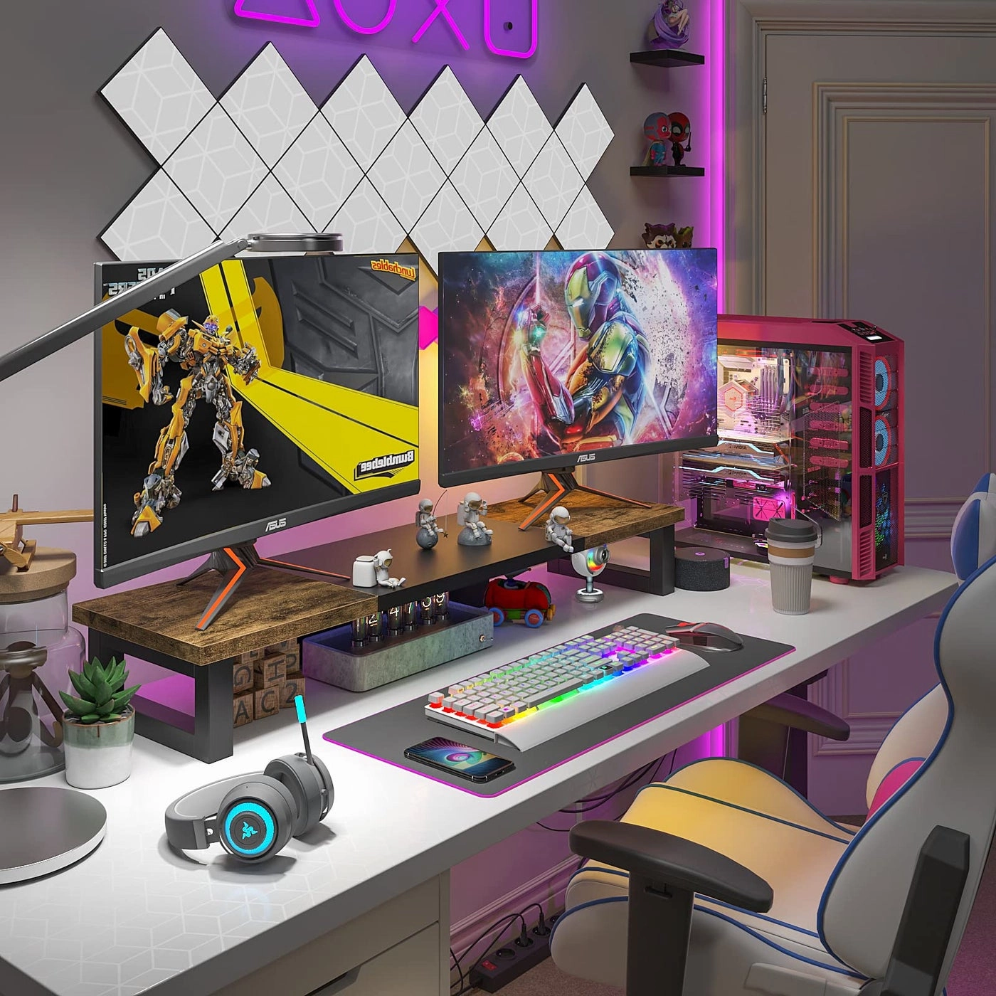 Monitor Stand Riser - Dual Wood and Steel