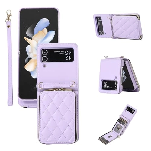 Miagon Case - Faux Leather Zipper Purse Wallet Phone Cover for Samsung Galaxy Z Flip4