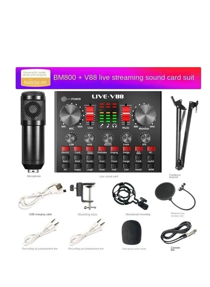 BM-800 + V8S Wired Microphone Studio Recording Broadcasting Set