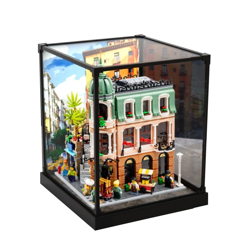 HCAEIOFJ Acrylic Display Case - for 10297 Black Bottom+background 11.81x11.81x13.77in