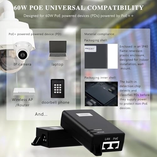 PT-PSE105GW-E-10 - 55V 60W 2 PoE pairs IEEE802.3bt 2.5GbE/5GbE/10GbE