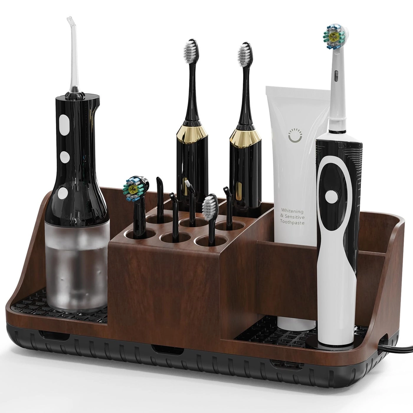 Toothbrush Holder - Black Bamboo Divider