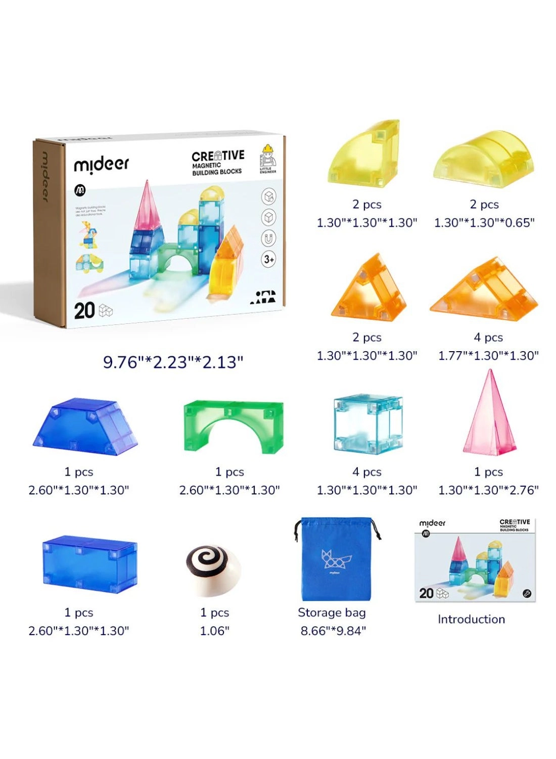 Magnetic Building Blocks MD1639 - 20 pcs