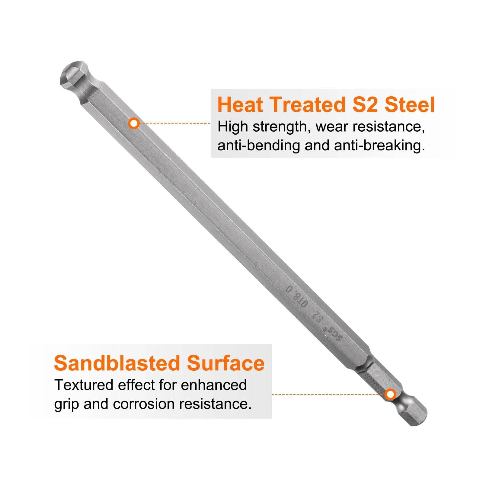 Ball End Hex Screwdriver Bit - 4pcs 150mm