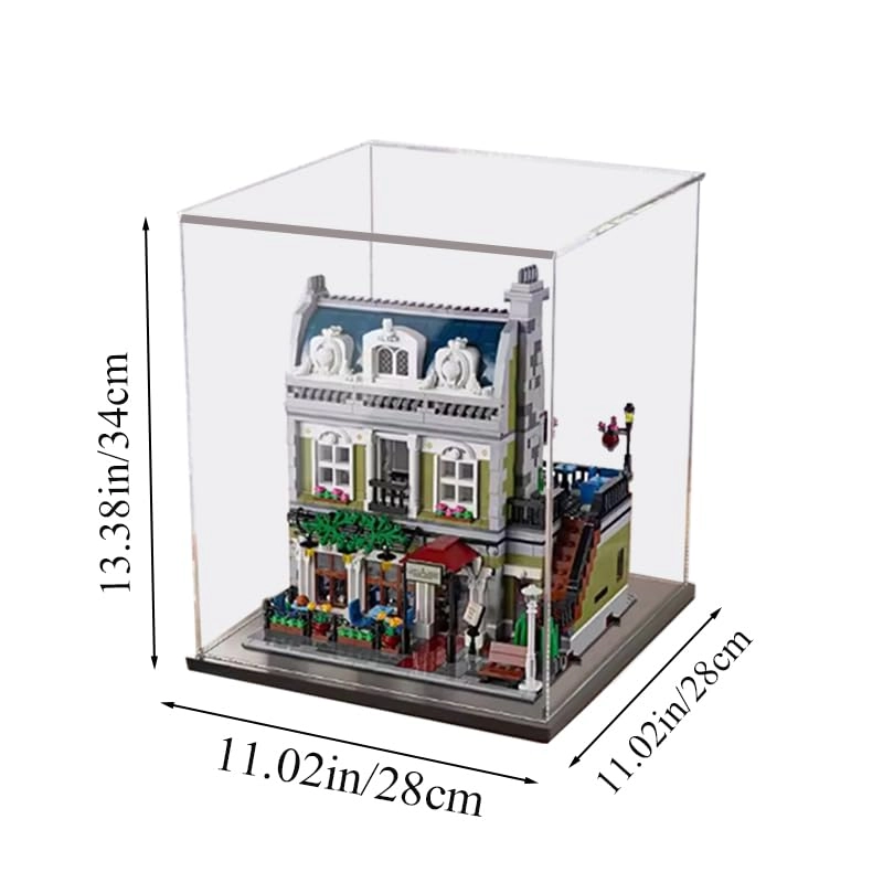 Clear Acrylic Display Case (10243) - 11.02x11.02x13.38in. Black Bottom