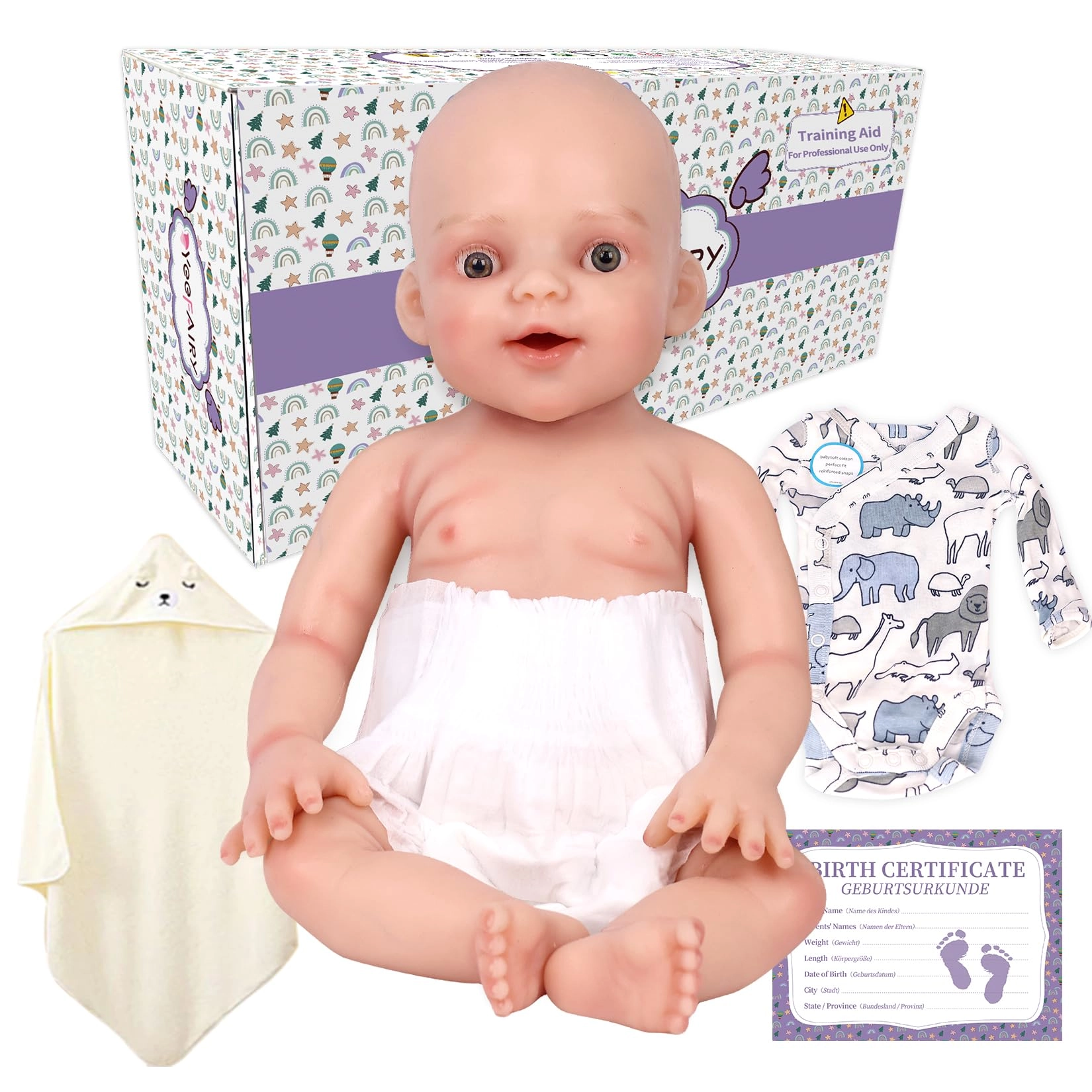 YEEFAIRY Reborn Baby Doll - 43 cm Silicone Boy