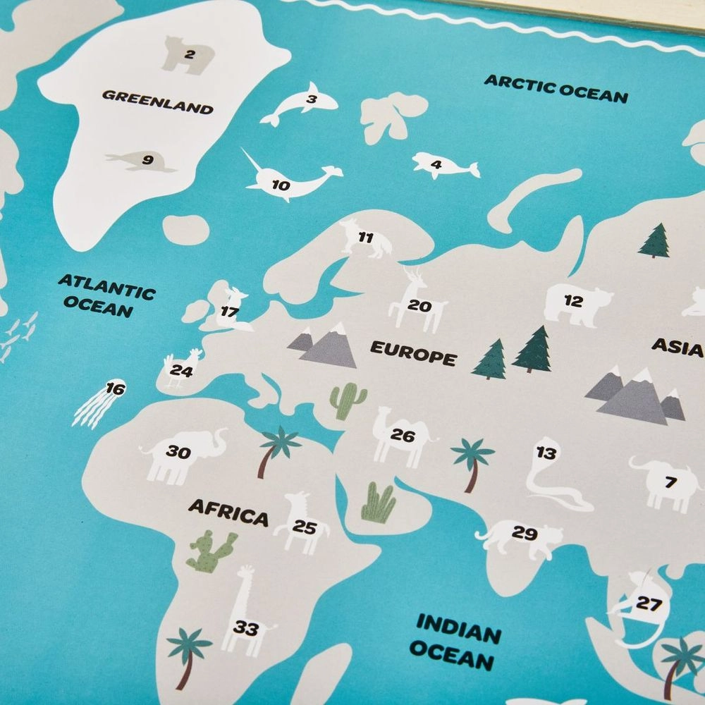 Animal World Map Sticker Book