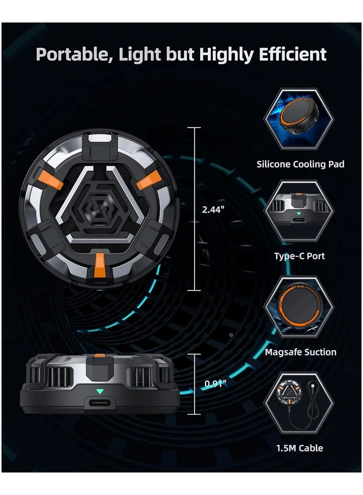 Phone Cooler - Advanced Cooling Magnetic USB Type C