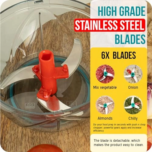 Multipurpose Plastic Vegetable Chopper Cutter - 650 ml 3 Blades