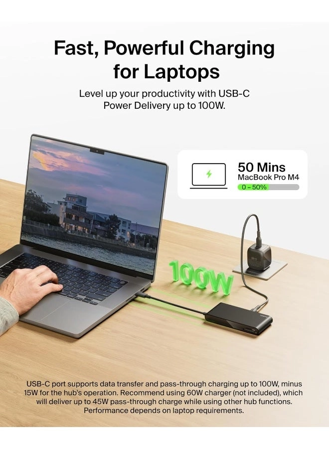 8-In-1 USB-C Multiport Hub Adapter - 100W Power Delivery 4K 60Hz 2.5 Gbps