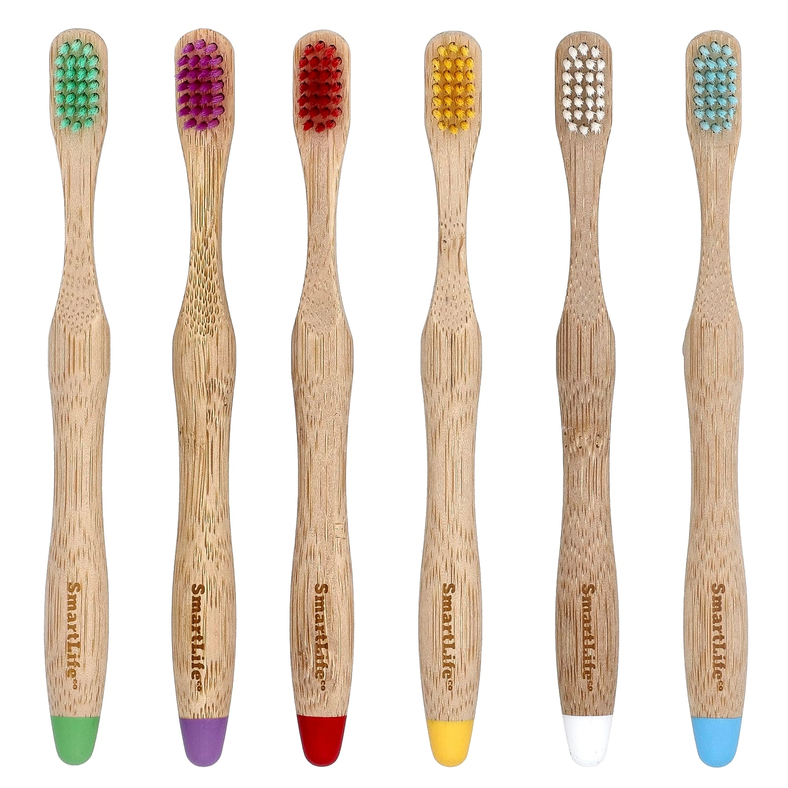 Kids Bamboo Toothbrushes - Multi-Colored 6-Piece Pack