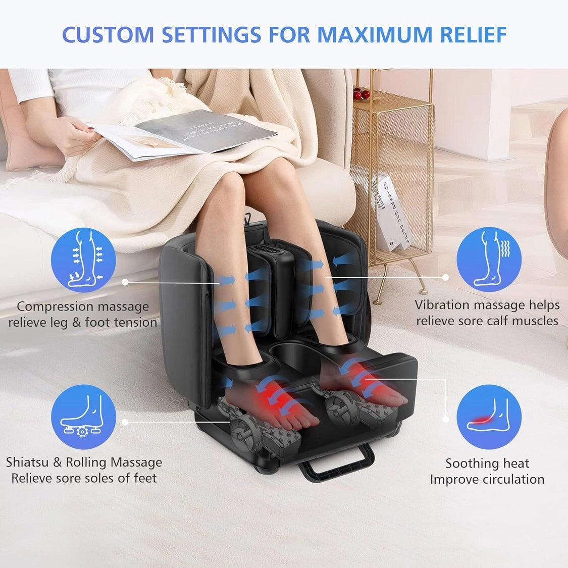 CF-5001 - 2-in-1 Foot Massager Ottoman