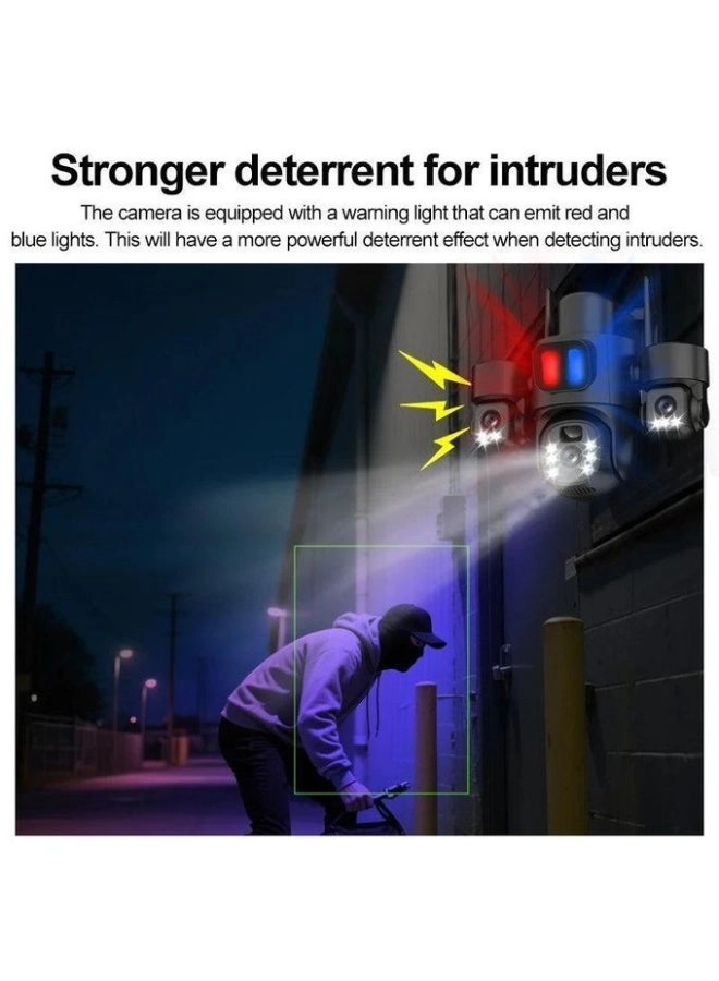 Solar Powered Multi-lens Warning Camera - 12MP 5G Wi-Fi 10X Zoom