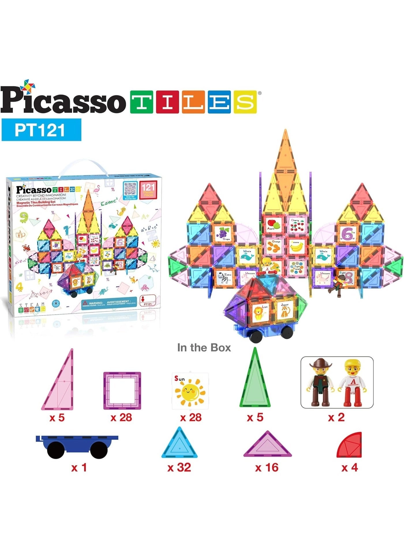 Magnetic Tiles Graphic Building Blocks - 121 pcs