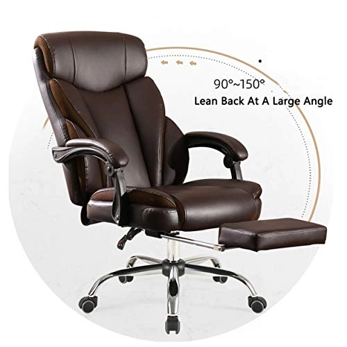 Desk Chair - PU Leather Brown High Back