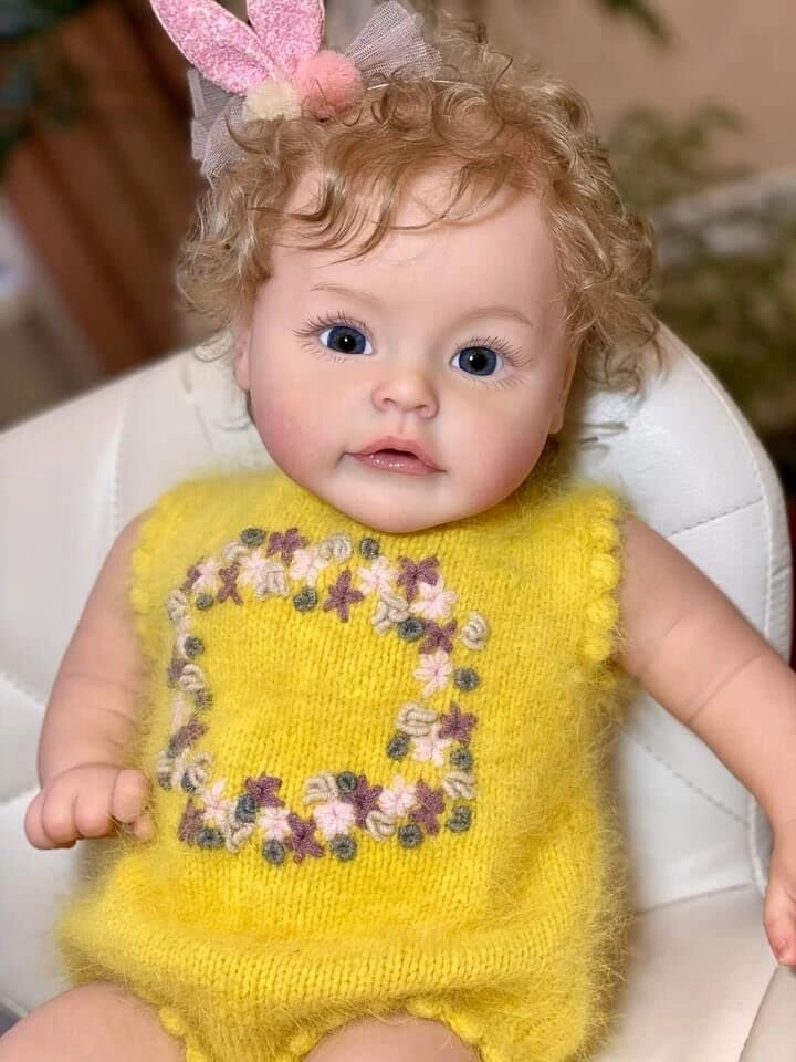 Sue-Sue Reborn Doll - 24 Inch (61 cm) hand-rooted fibre hair Blue Eyes