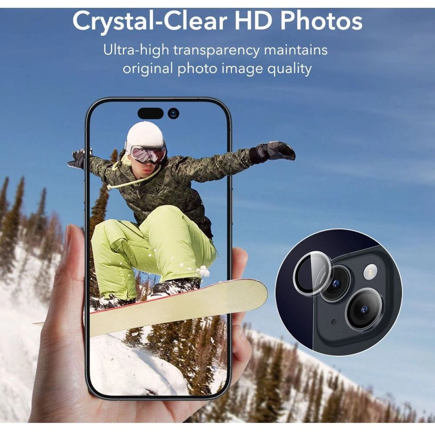 Clear Tempered Glass Camera Lens Protector for iPhone 15