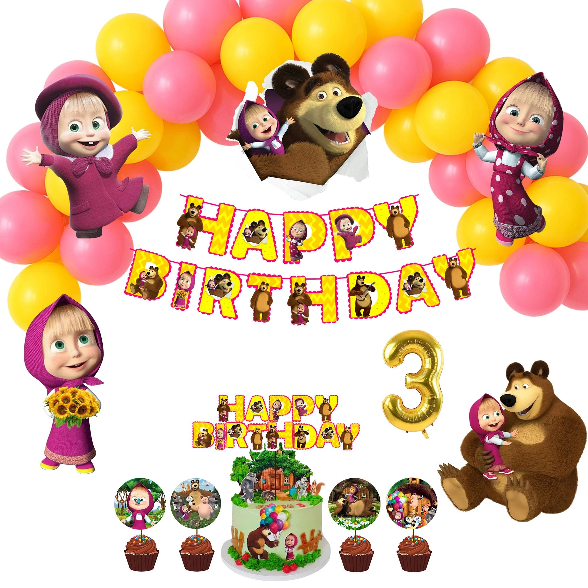 Partyjoy Masha and the Bear Birthday Decoration Kit - 1 Pack Birthday